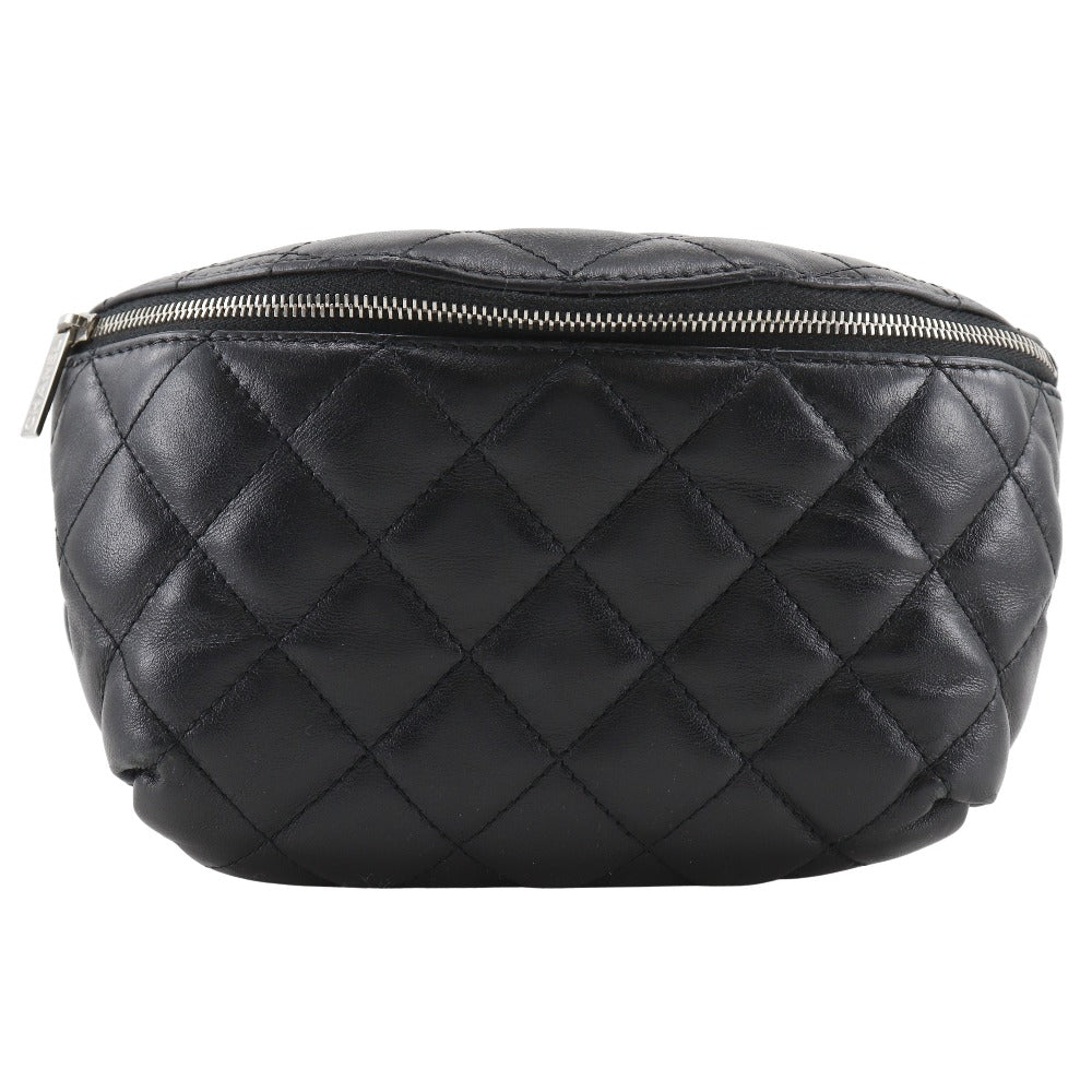 CHANEL Waist bag lambskin black uniform Belt back Matrasse Women