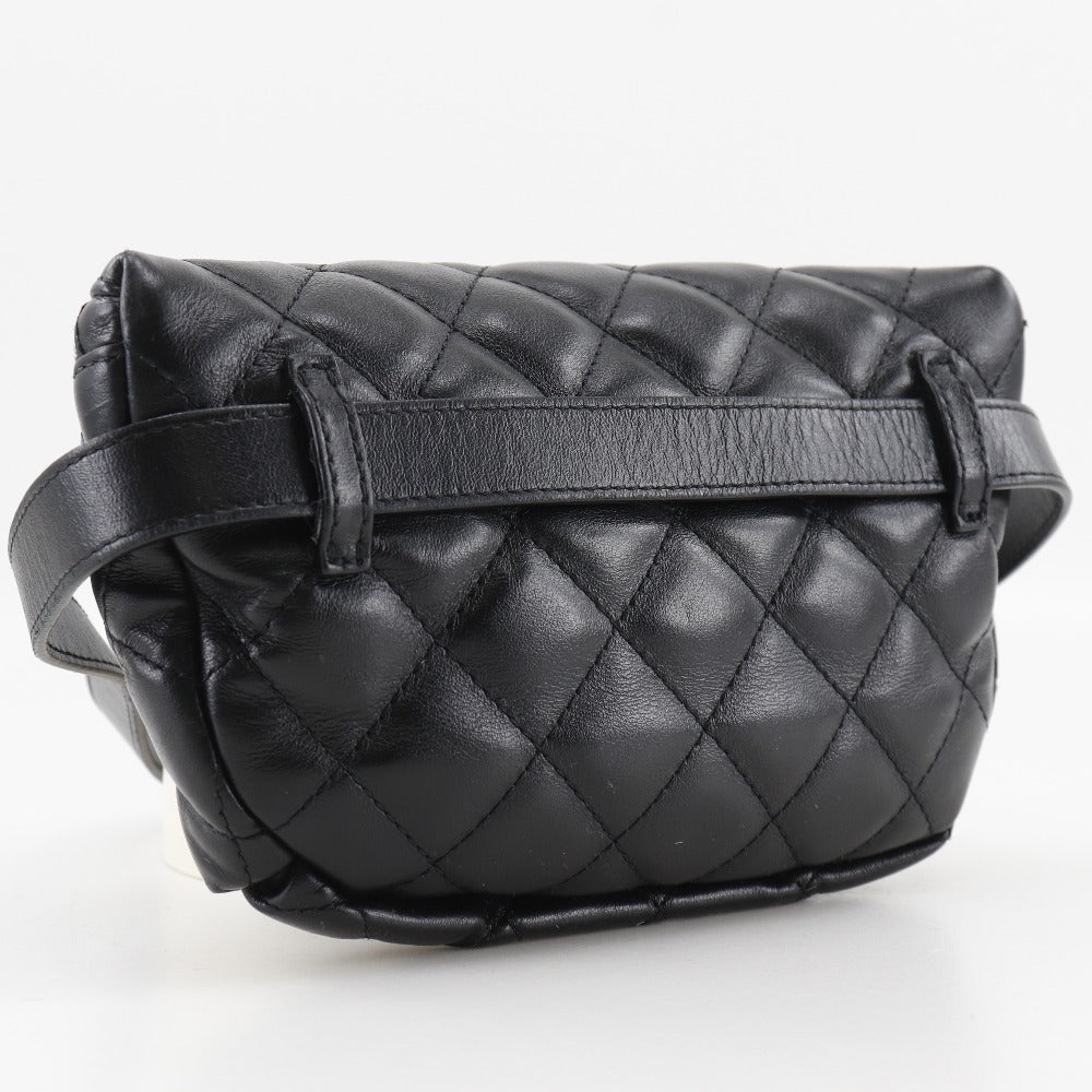 CHANEL Waist bag lambskin black uniform Belt back Matrasse Women