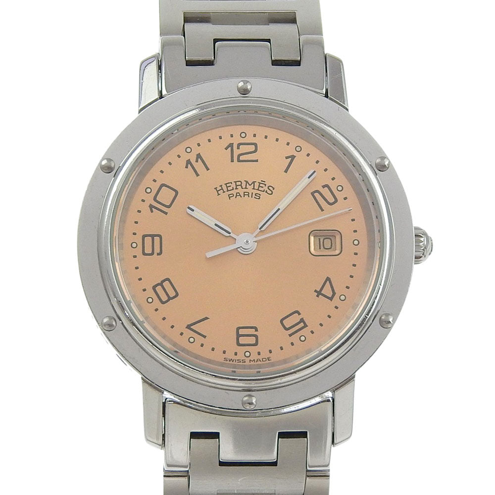 HERMES Watches Quartz CL4.410 Stainless Steel Silver Clipper pink dial