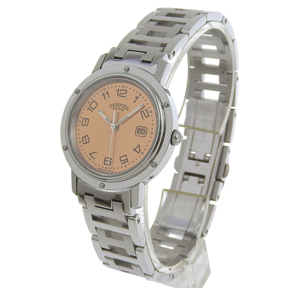 HERMES Watches Quartz CL4.410 Stainless Steel Silver Clipper pink dial