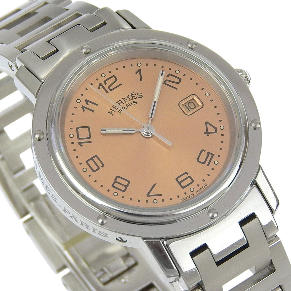 HERMES Watches Quartz CL4.410 Stainless Steel Silver Clipper pink dial