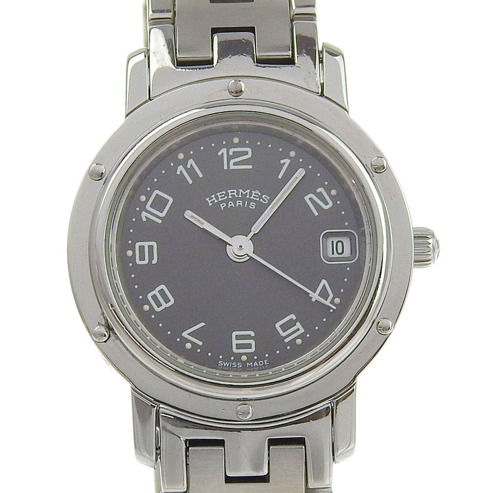 HERMES Watches Quartz CL4.210 Stainless Steel black Clipper gray dial