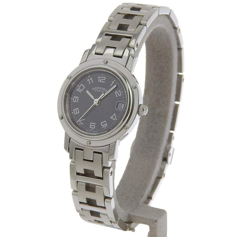 HERMES Watches Quartz CL4.210 Stainless Steel black Clipper gray dial