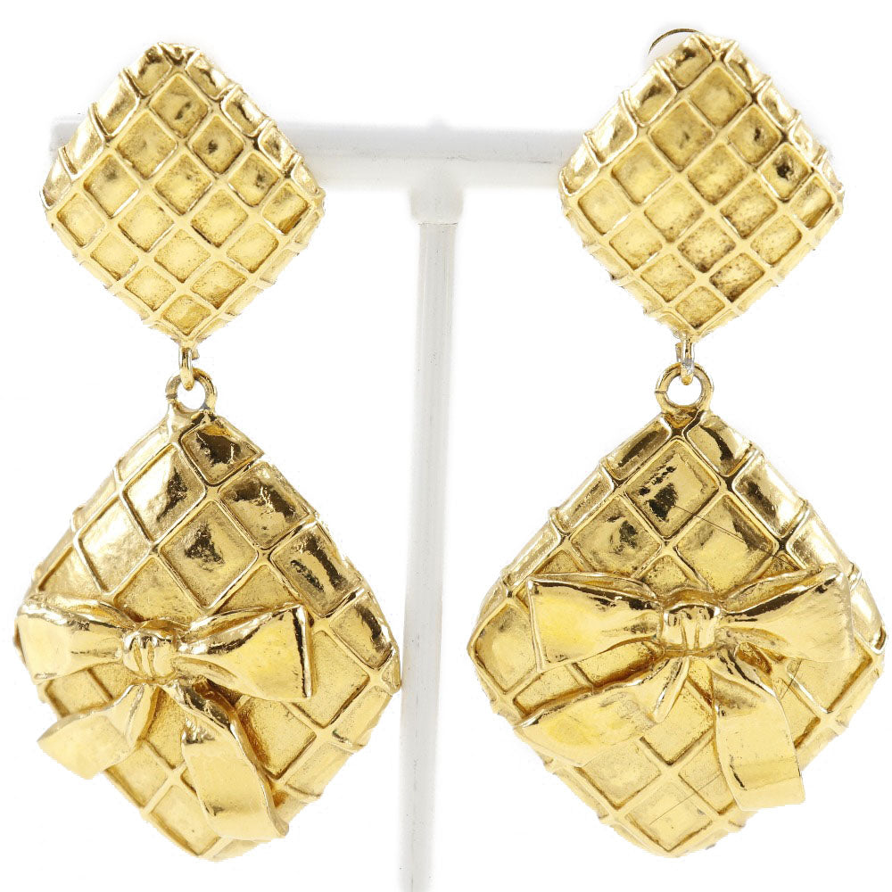 CHANEL Earring Plated Gold gold quilting Women