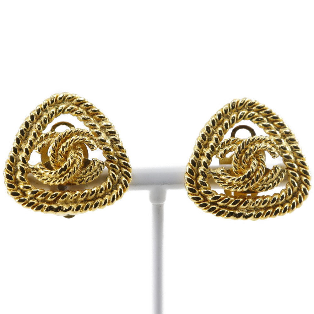 CHANEL Earring Gold Plated gold Triangle COCO Mark Women