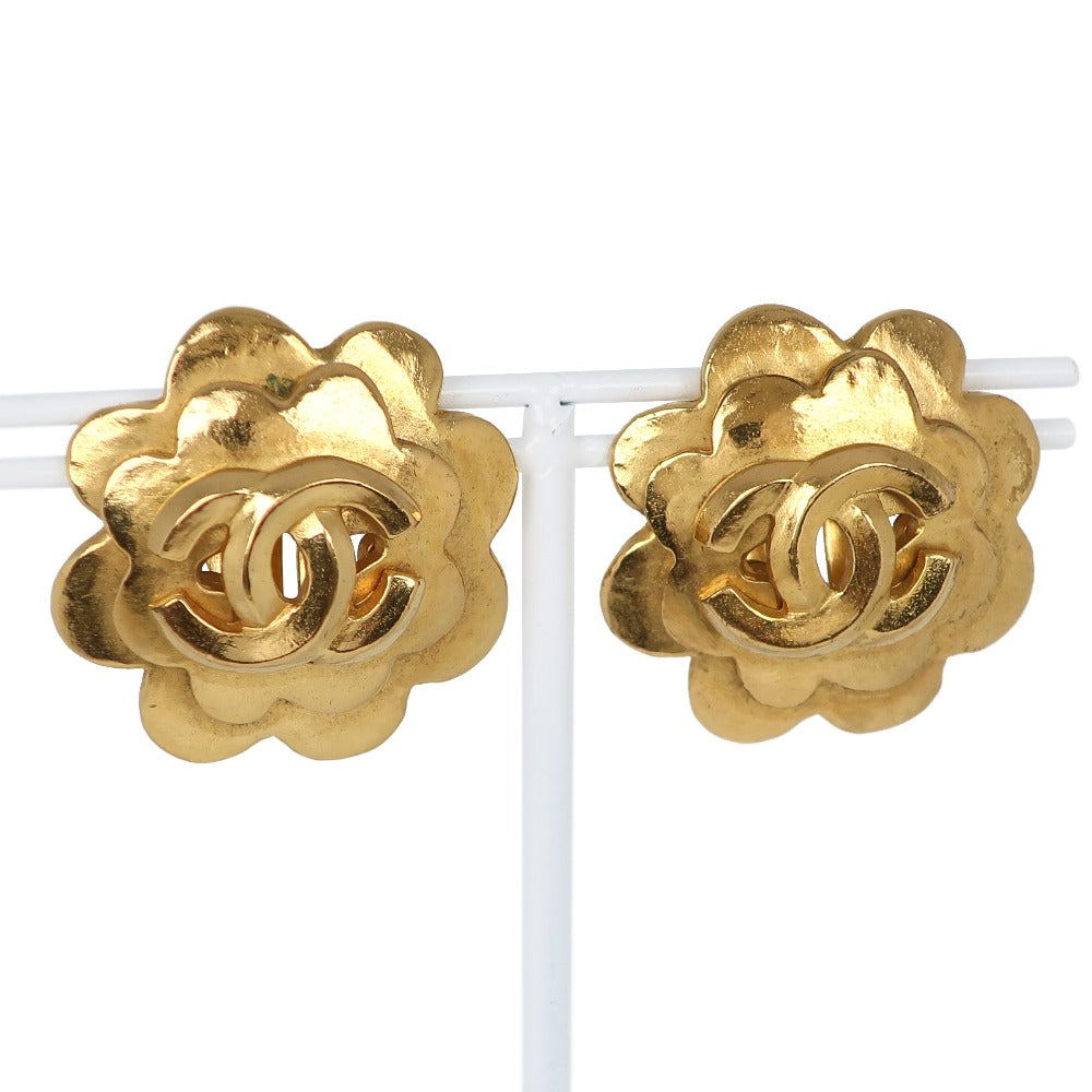 CHANEL Earring Plated Gold gold vintage COCO Mark flour Women