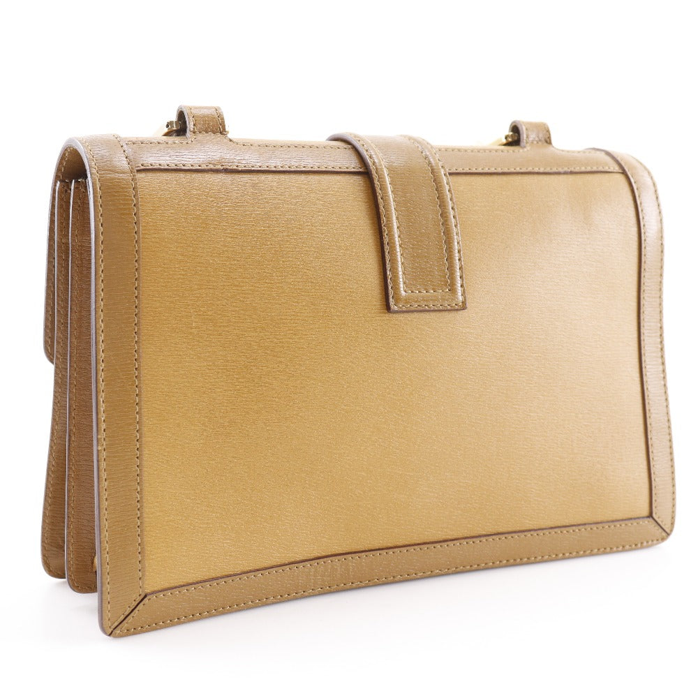GUCCI Shoulder Bag 001.4140 Calfskin Brown G buckle Women
