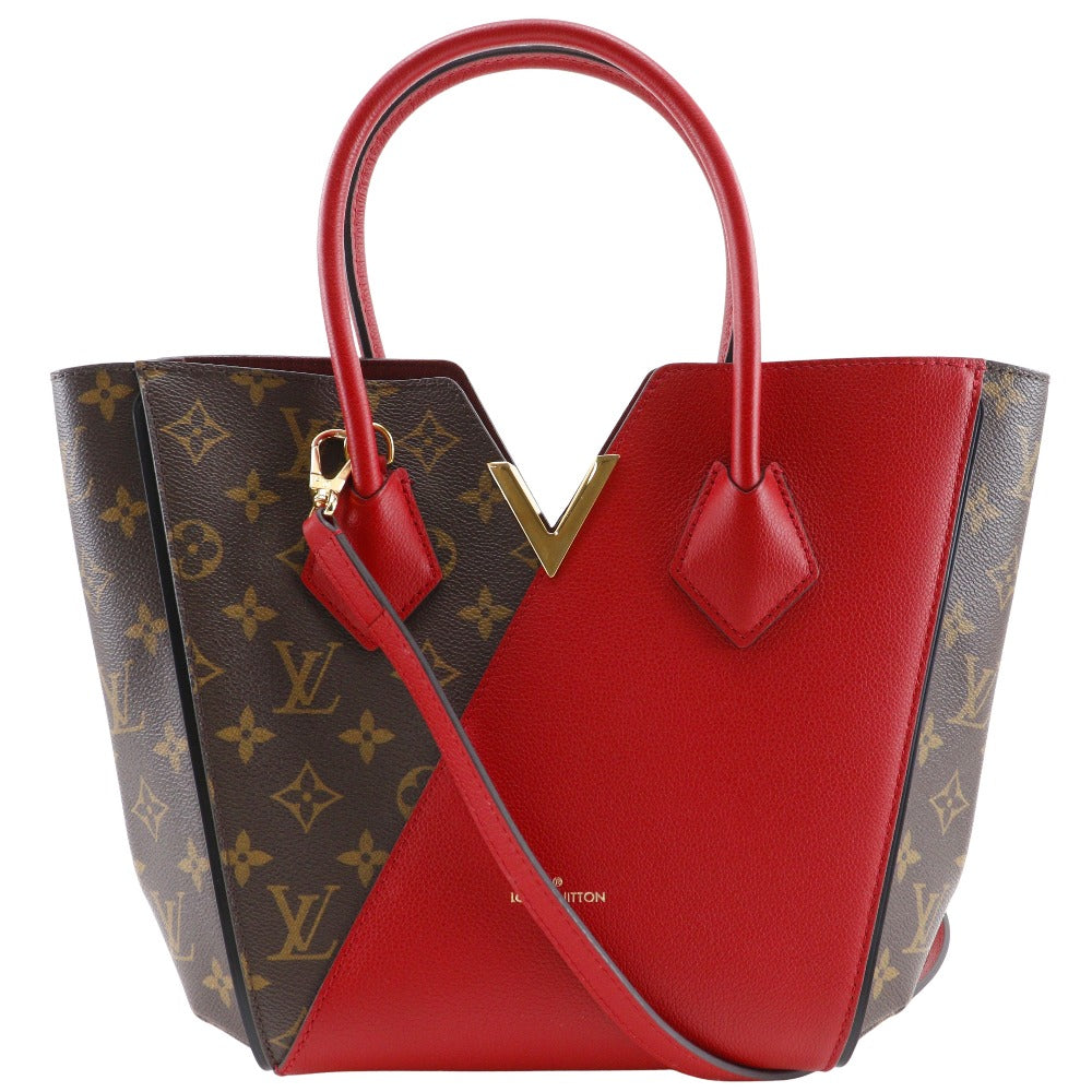 LOUIS VUITTON Handbag M41856 Monogram Canvas, Calfskin Brown / red 2WAYShoulder Kimono PM Women
