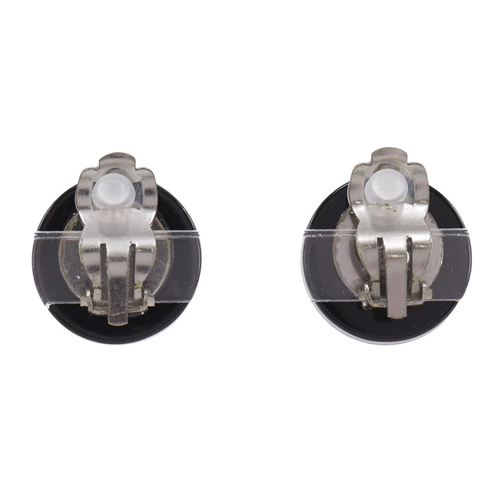 CHANEL Earring plastic Black / Silver logo Women