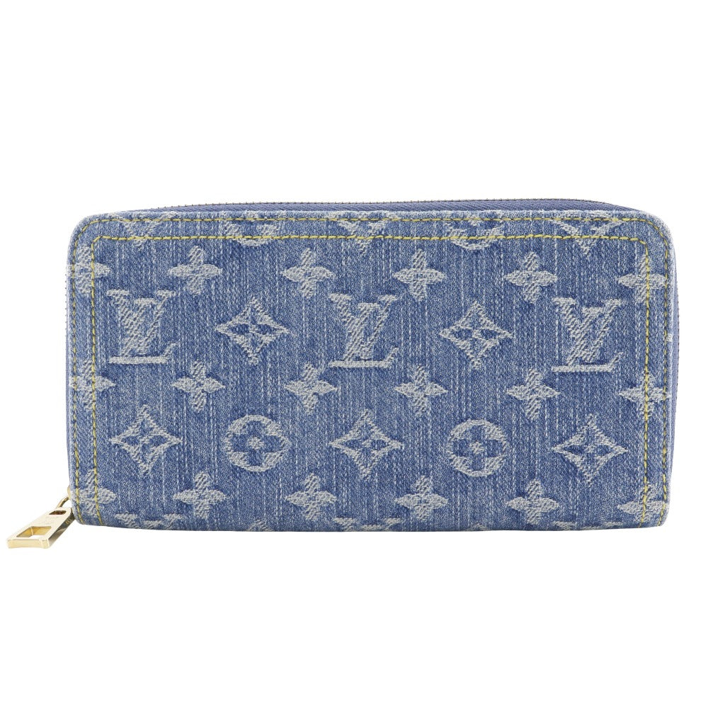 LOUIS VUITTON Long Wallet Purse M82958 Monogram denim Blue Zippy wallet unisex(Unisex)