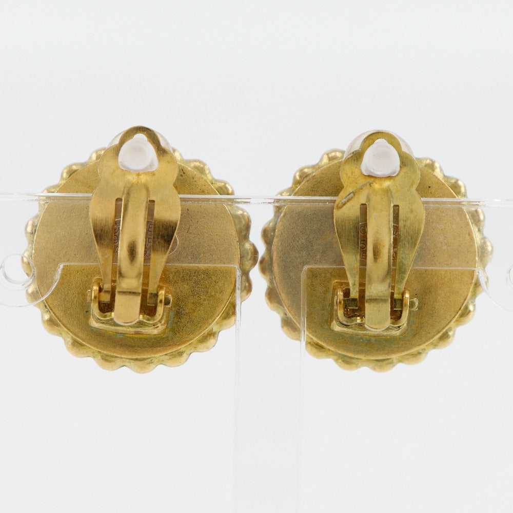 CHANEL Earring Plated Gold black vintage COCO Mark Women