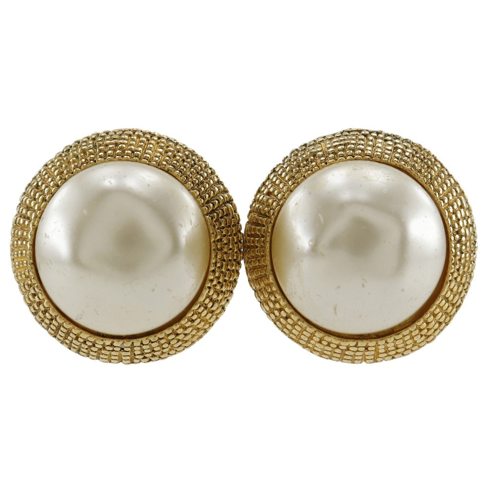 CHANEL Earring Plated Gold, Faux Pearl gold vintage Women