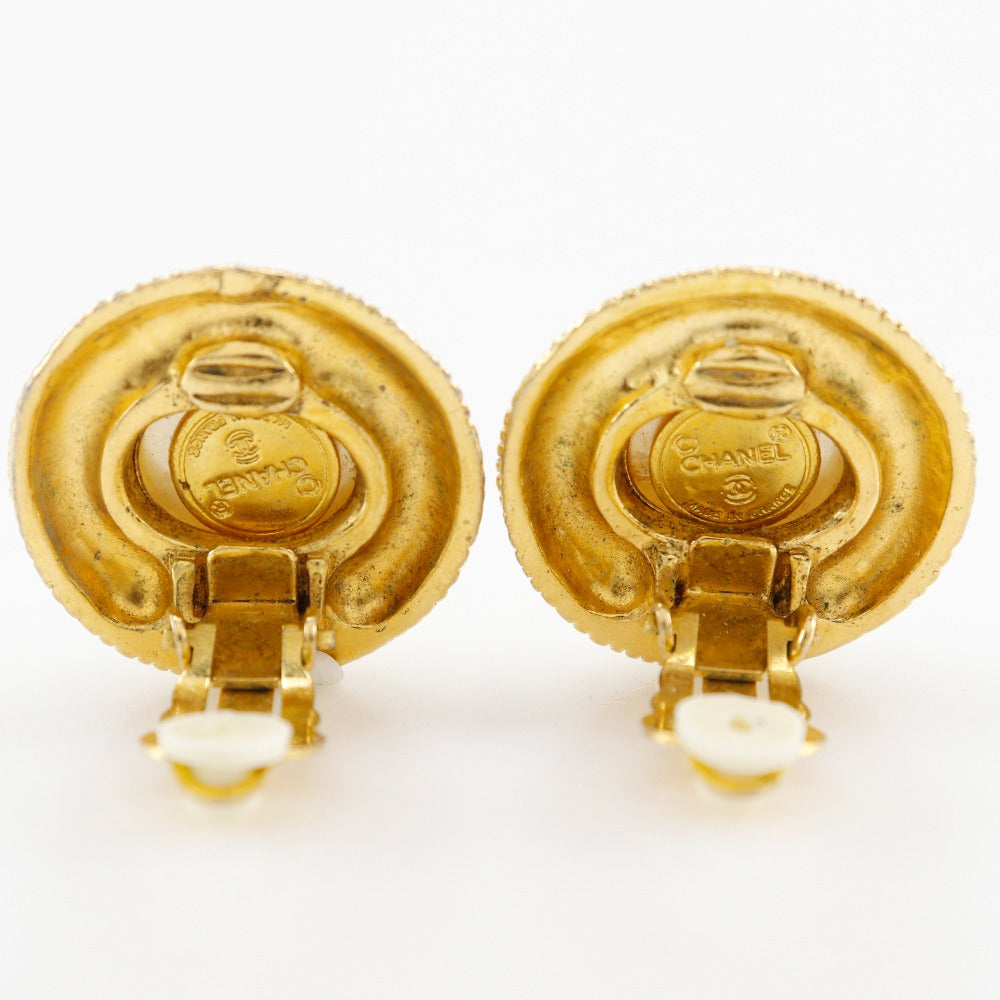 CHANEL Earring Plated Gold, Faux Pearl gold vintage Women