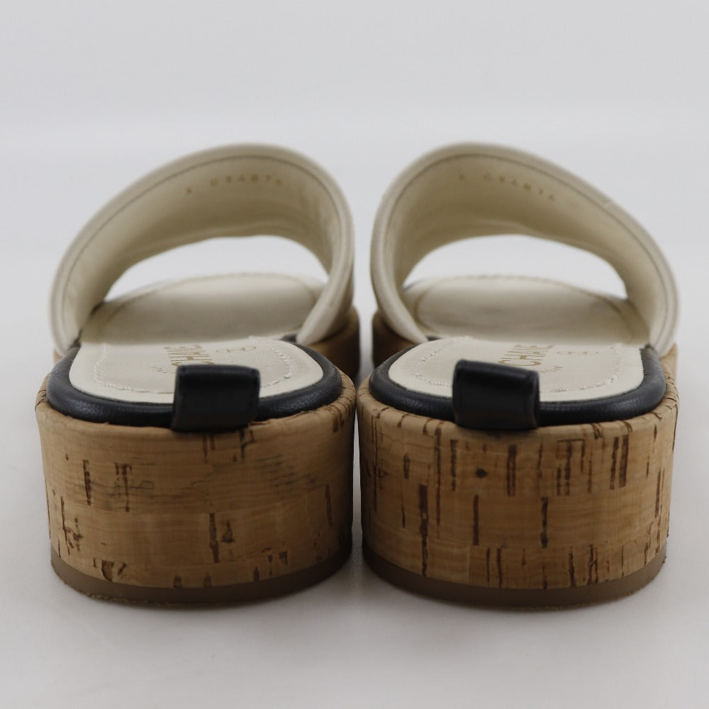 CHANEL Mule G34876 Leather, Cork Two-tone color logo Women 36C