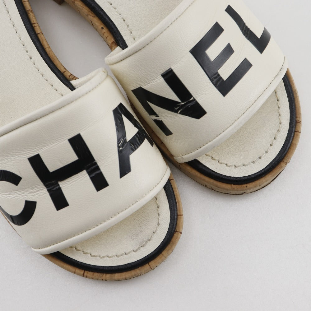 CHANEL Mule G34876 Leather, Cork Two-tone color logo Women 36C