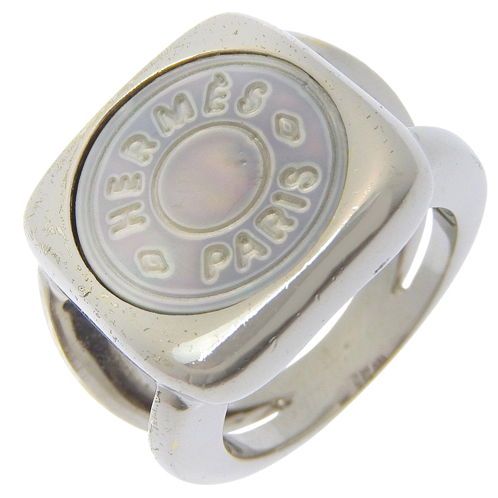 HERMES Ring Metal, Shell Silver BIJOUTERIE FANTAISIE Corozo Series
