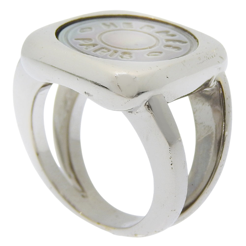 HERMES Ring Metal, Shell Silver BIJOUTERIE FANTAISIE Corozo Series