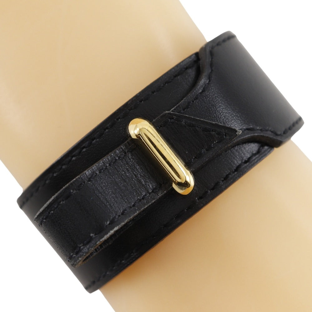 HERMES bracelet Box calf, Plated Gold black mens(Unisex)