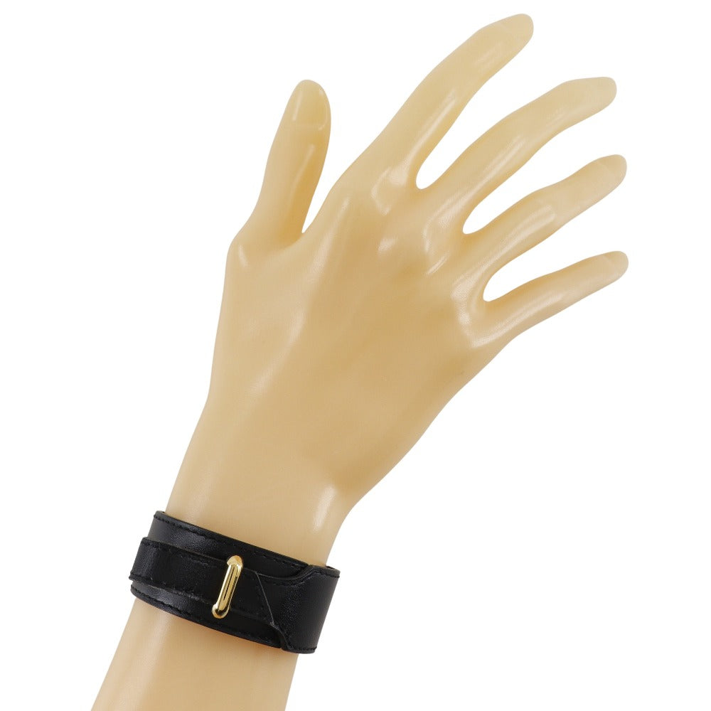 HERMES bracelet Box calf, Plated Gold black mens(Unisex)