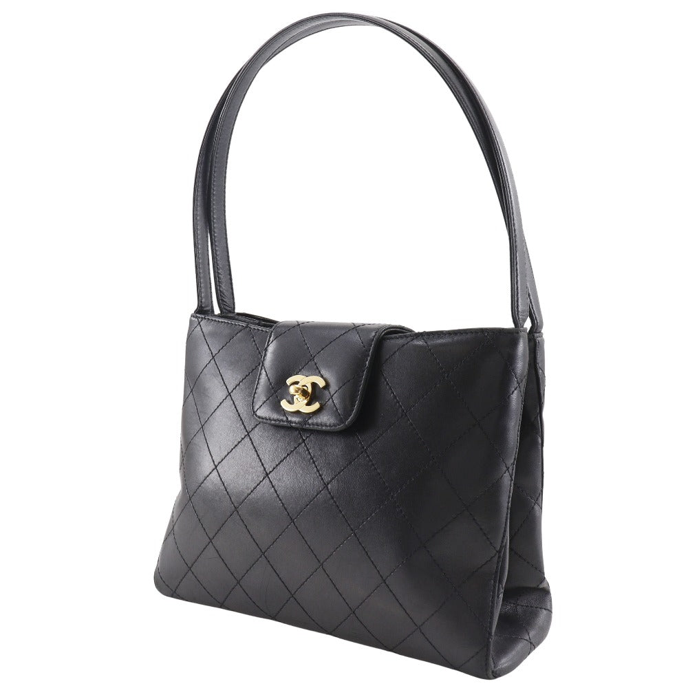 CHANEL Tote Bag lambskin black COCO Mark Bicolole Women