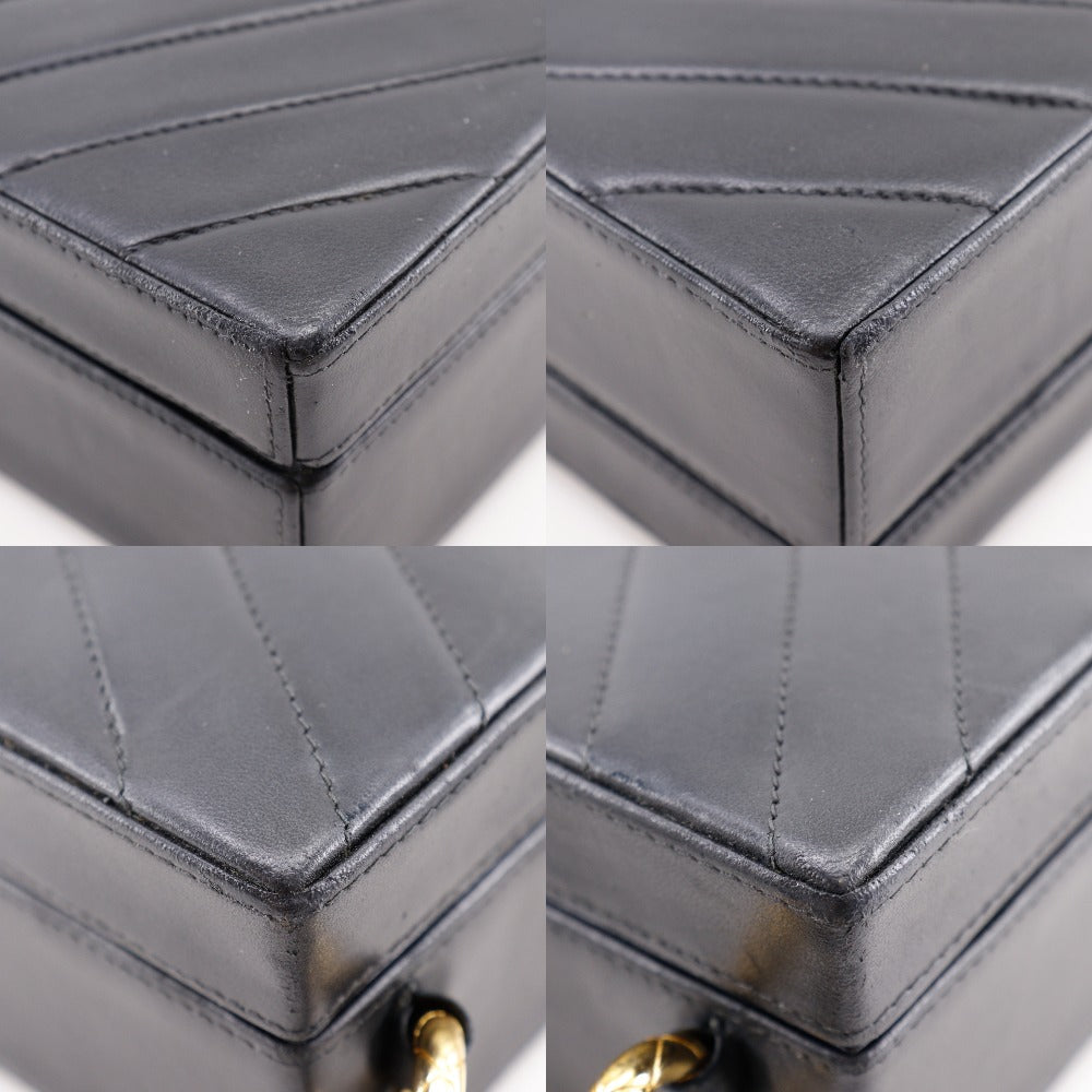 CHANEL Shoulder Bag lambskin black vintage Vstitch Chevron COCO Mark Women