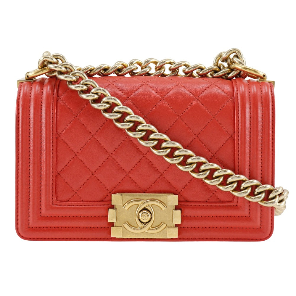 CHANEL Shoulder Bag lambskin Red Boy chanel ChainShoulder Women