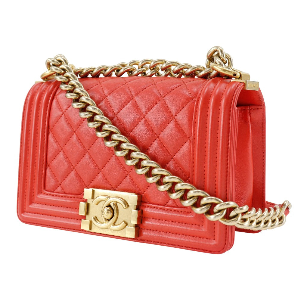 CHANEL Shoulder Bag lambskin Red Boy chanel ChainShoulder Women
