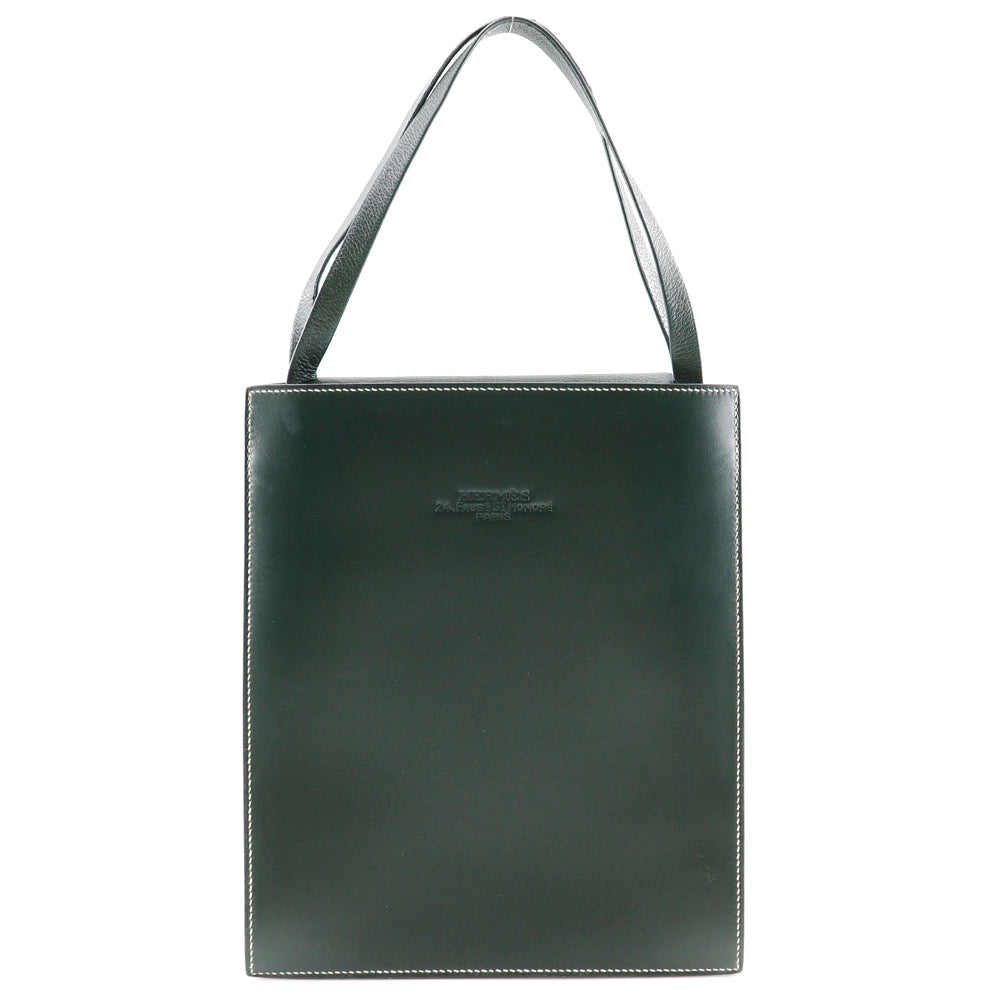 HERMES Handbag Box scarf Dark green Lucy PM