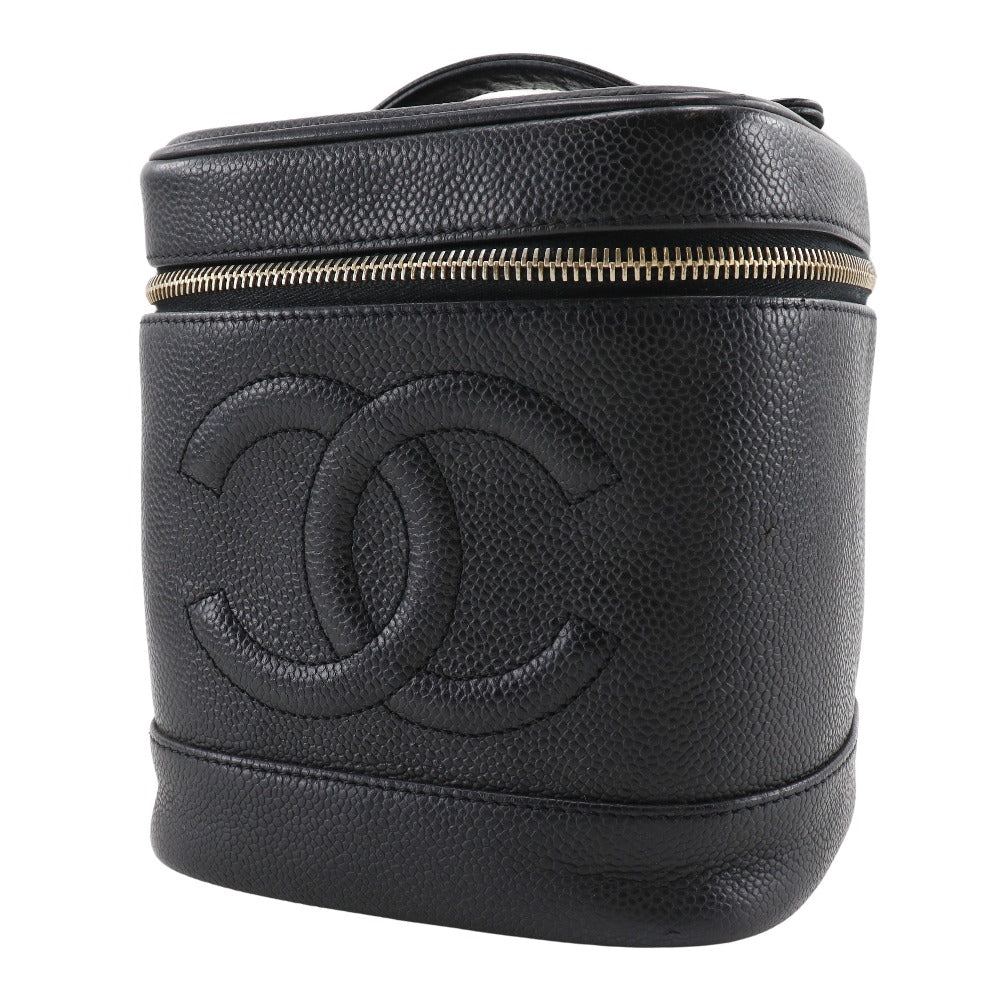 CHANEL Handbag Caviar skin black Vanity Women
