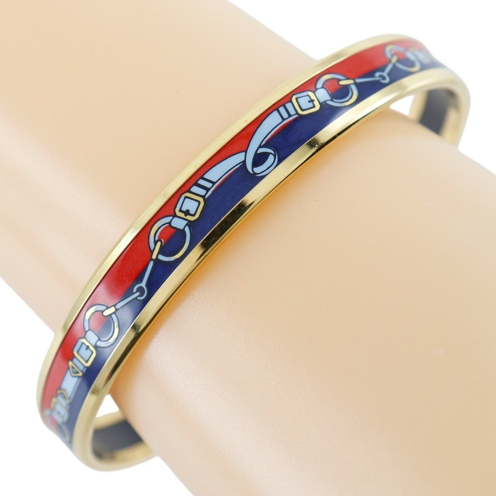 HERMES Bangle Plated Gold Red Cloisonne Emile