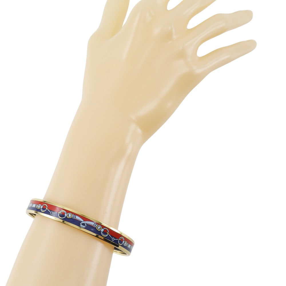 HERMES Bangle Plated Gold Red Cloisonne Emile