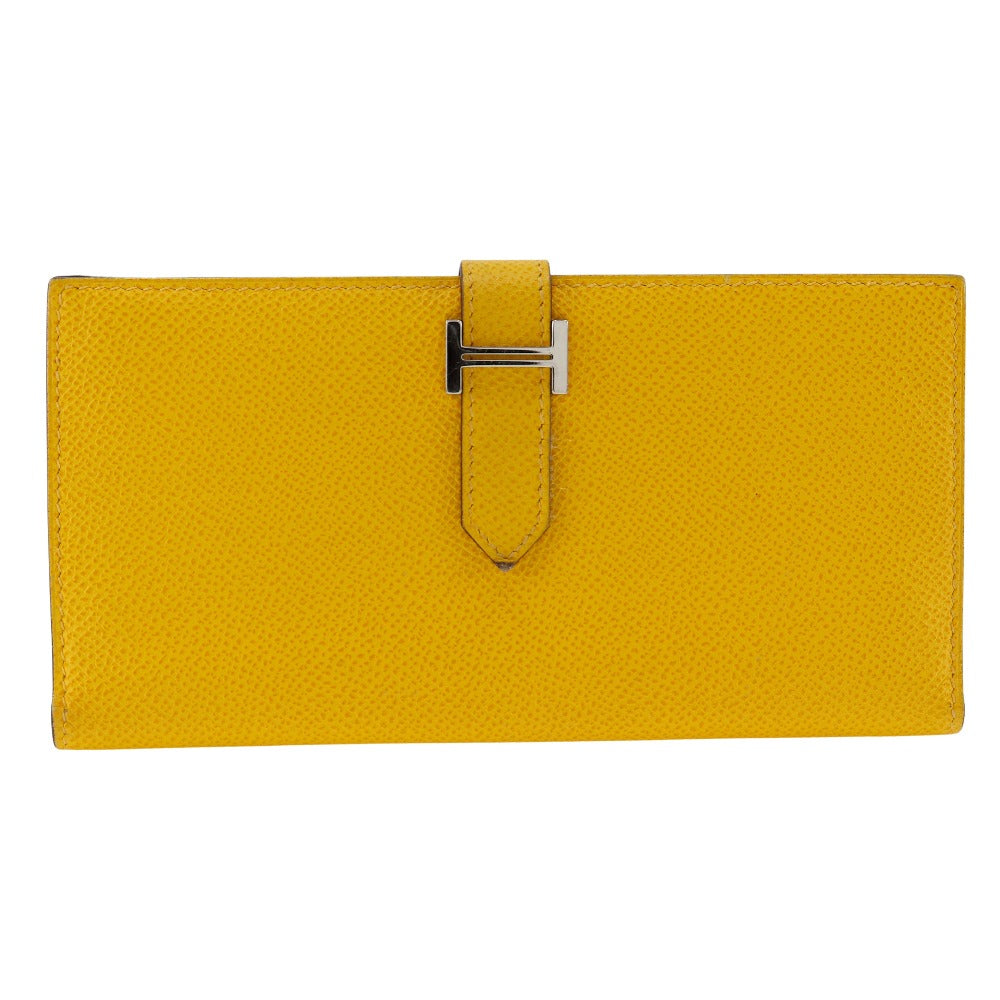 HERMES Long Wallet Purse Epsom yellow Bean unisex(Unisex)