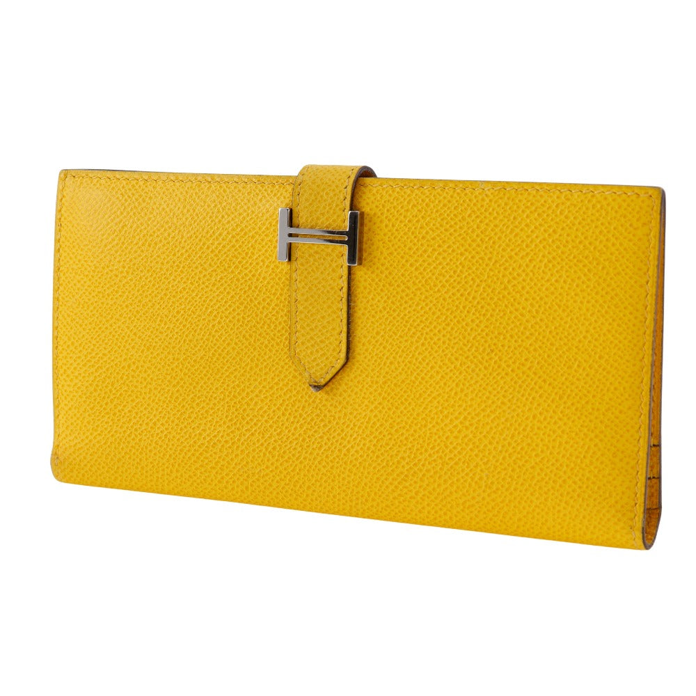 HERMES Long Wallet Purse Epsom yellow Bean unisex(Unisex)