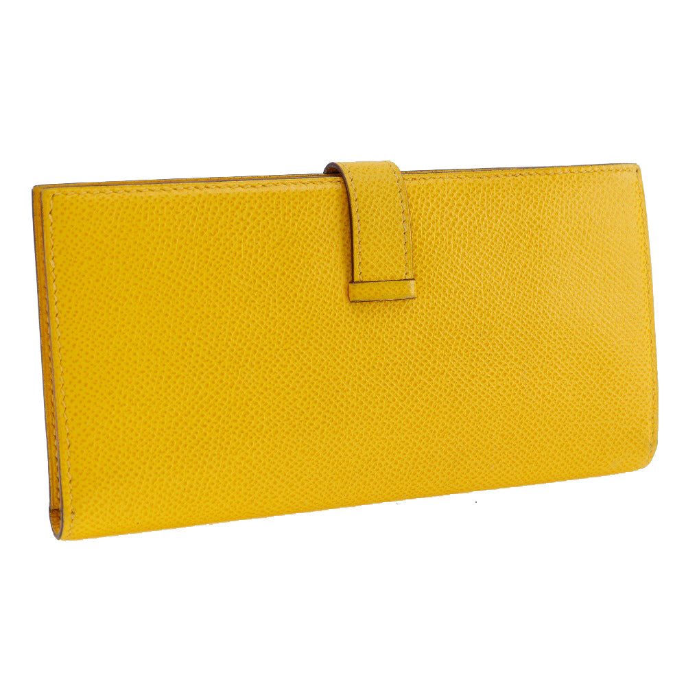 HERMES Long Wallet Purse Epsom yellow Bean unisex(Unisex)