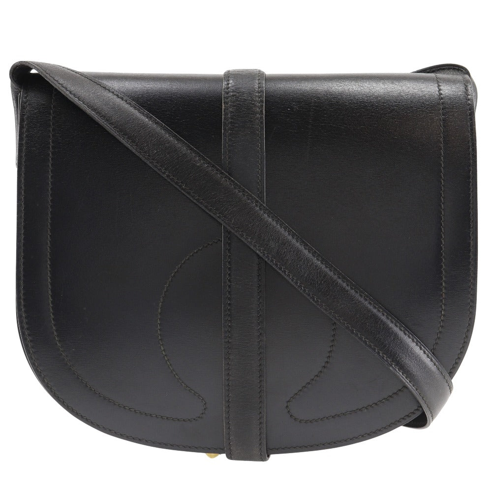 HERMES Shoulder Bag Box scarf black Gallopard