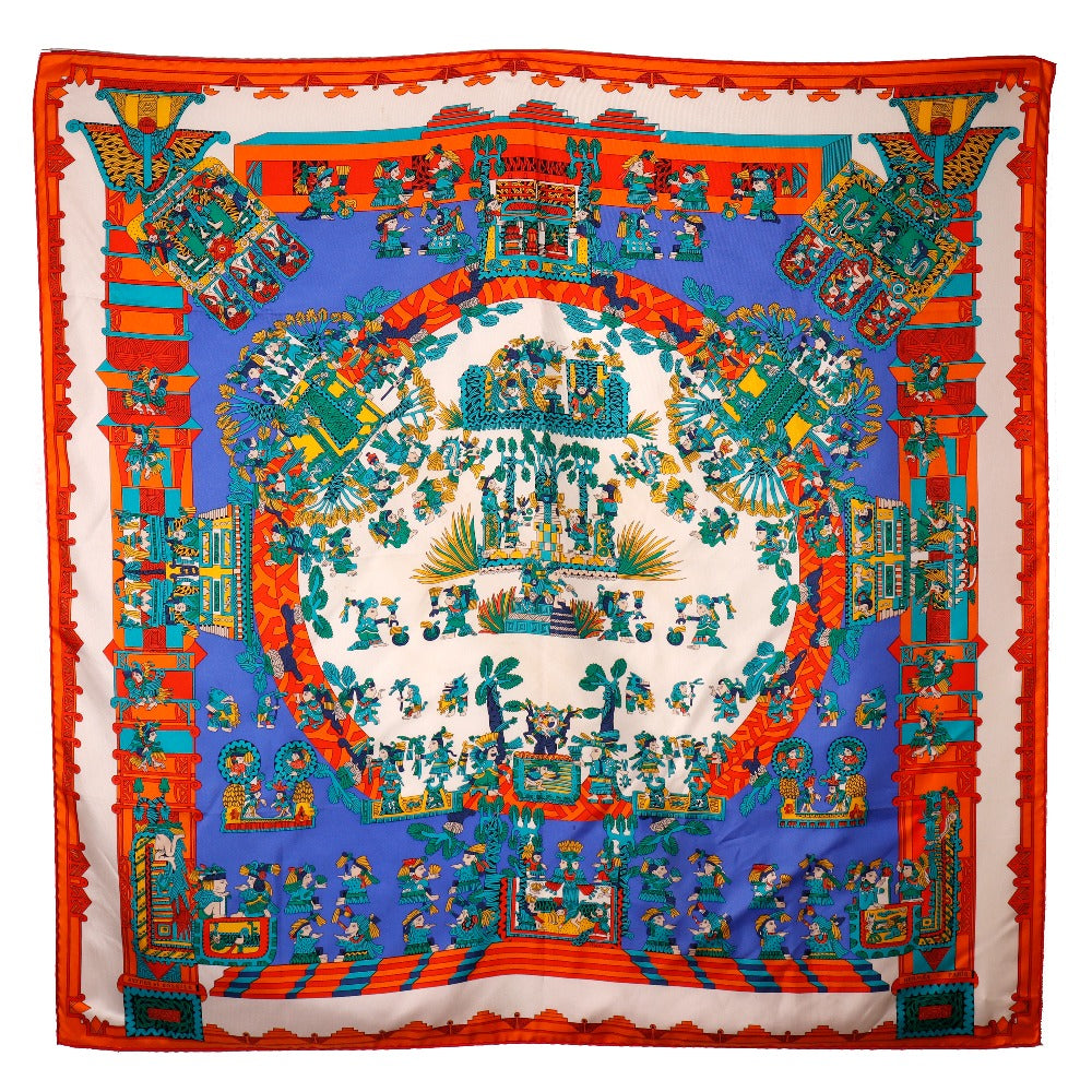 HERMES scarf silk Blue ASTRES et SOLEILS Celestial bodies and the sun Carre90 Women