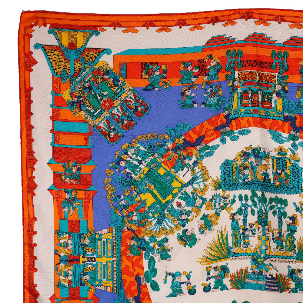 HERMES scarf silk Blue ASTRES et SOLEILS Celestial bodies and the sun Carre90 Women