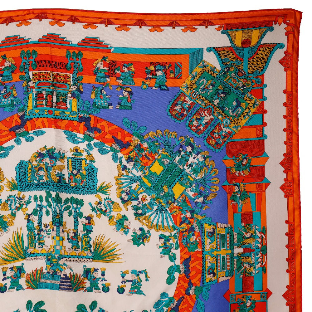 HERMES scarf silk Blue ASTRES et SOLEILS Celestial bodies and the sun Carre90 Women