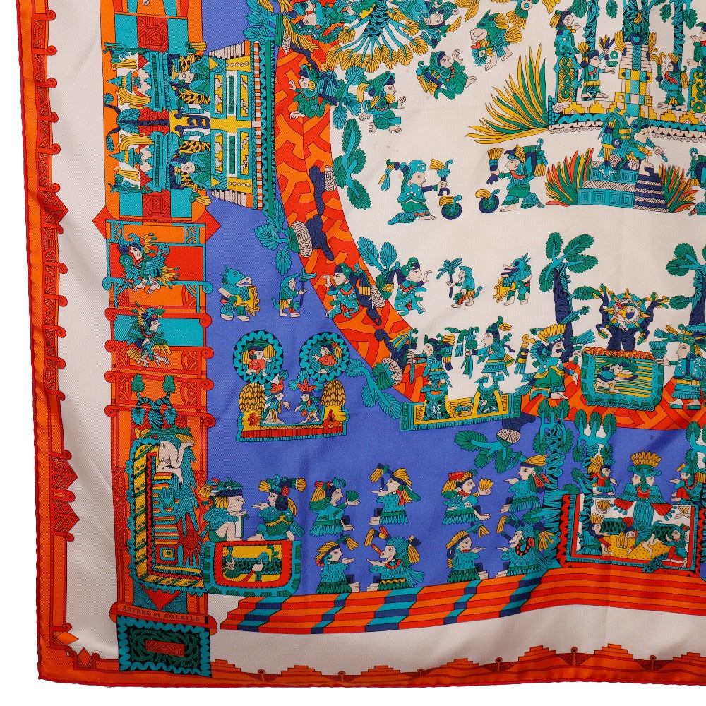HERMES scarf silk Blue ASTRES et SOLEILS Celestial bodies and the sun Carre90 Women