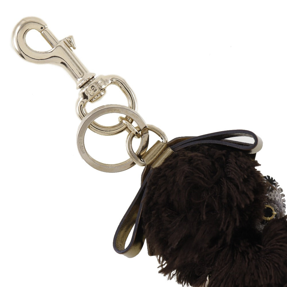 GUCCI key ring GG Supreme Canvas Brown Guccioli Bag charm poodle Women