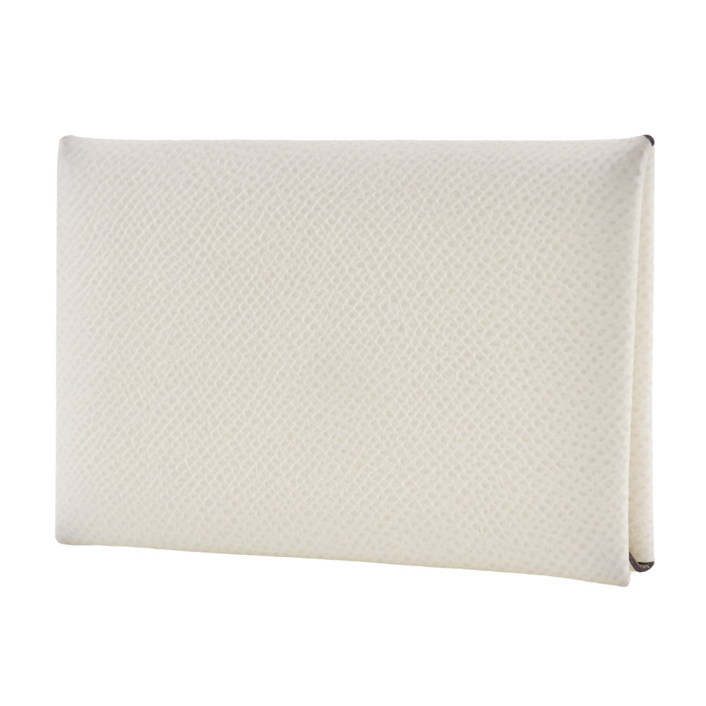 HERMES Card Case Epsom White Calvi unisex(Unisex)