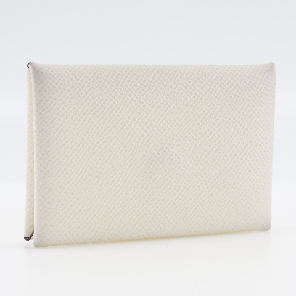 HERMES Card Case Epsom White Calvi unisex(Unisex)