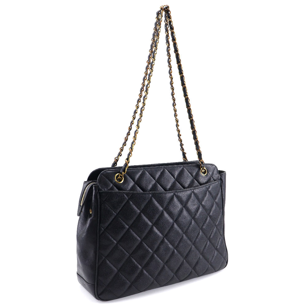 CHANEL Shoulder Bag Caviar skin black ChainShoulder Women