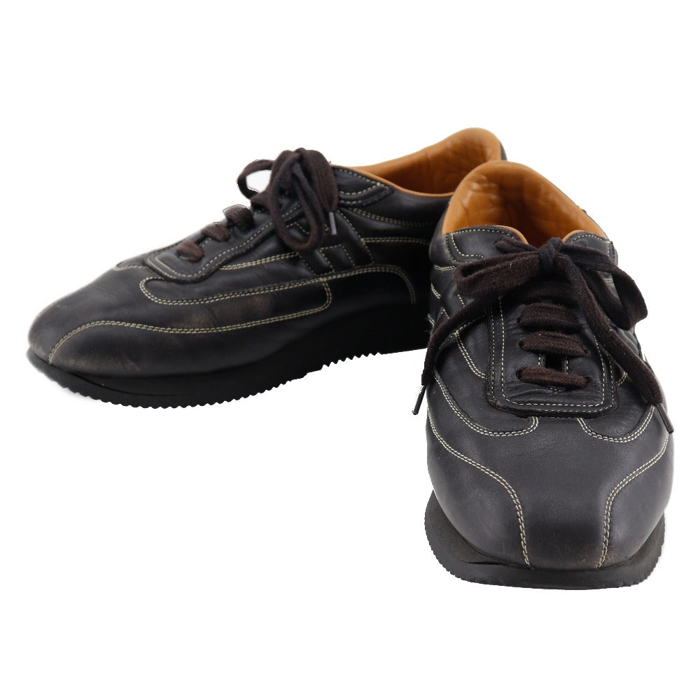 HERMES sneakers leather black quick mens 41