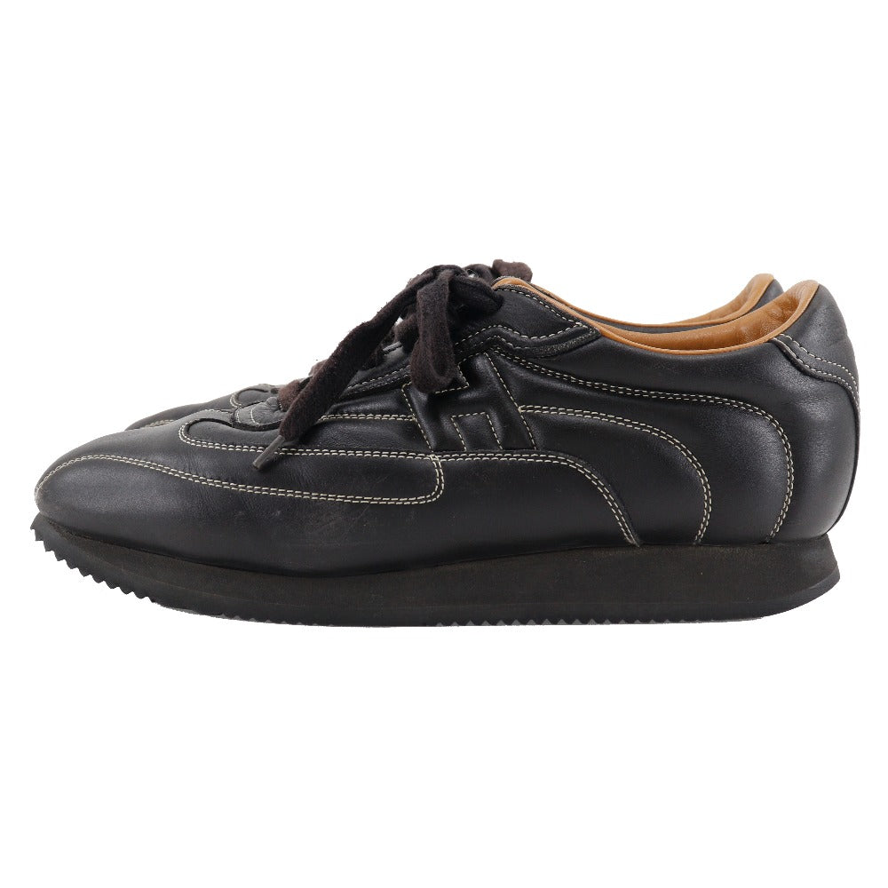 HERMES sneakers leather black quick mens 41