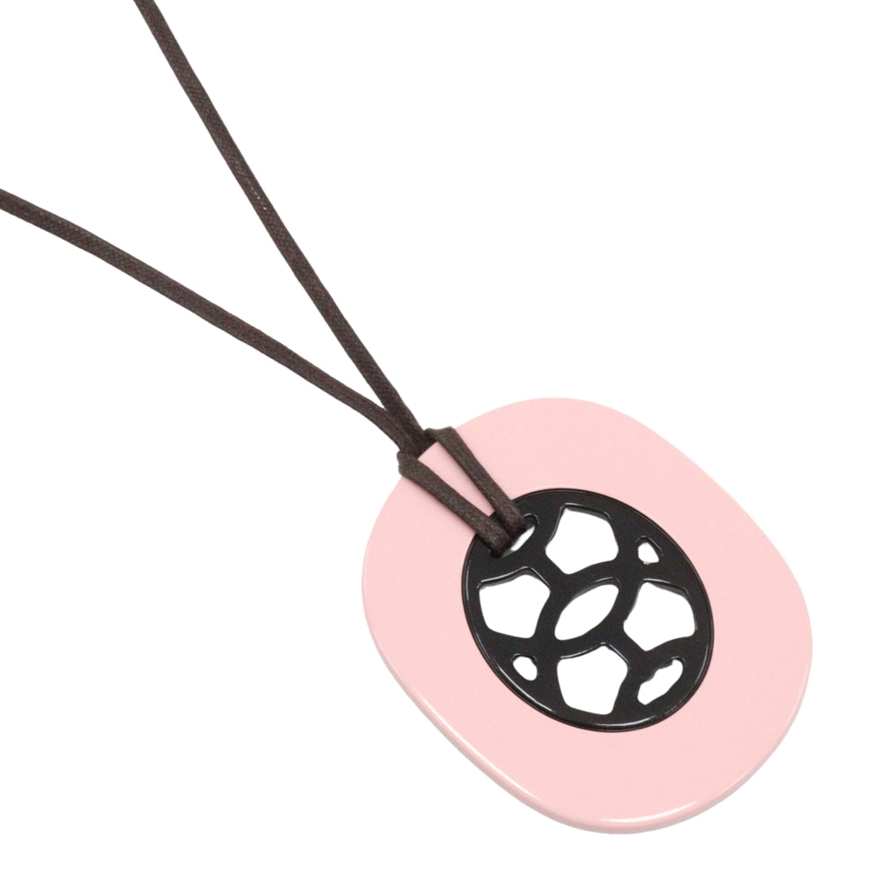 HERMES Necklace Buffalo horn Pink/Brown Lift GM