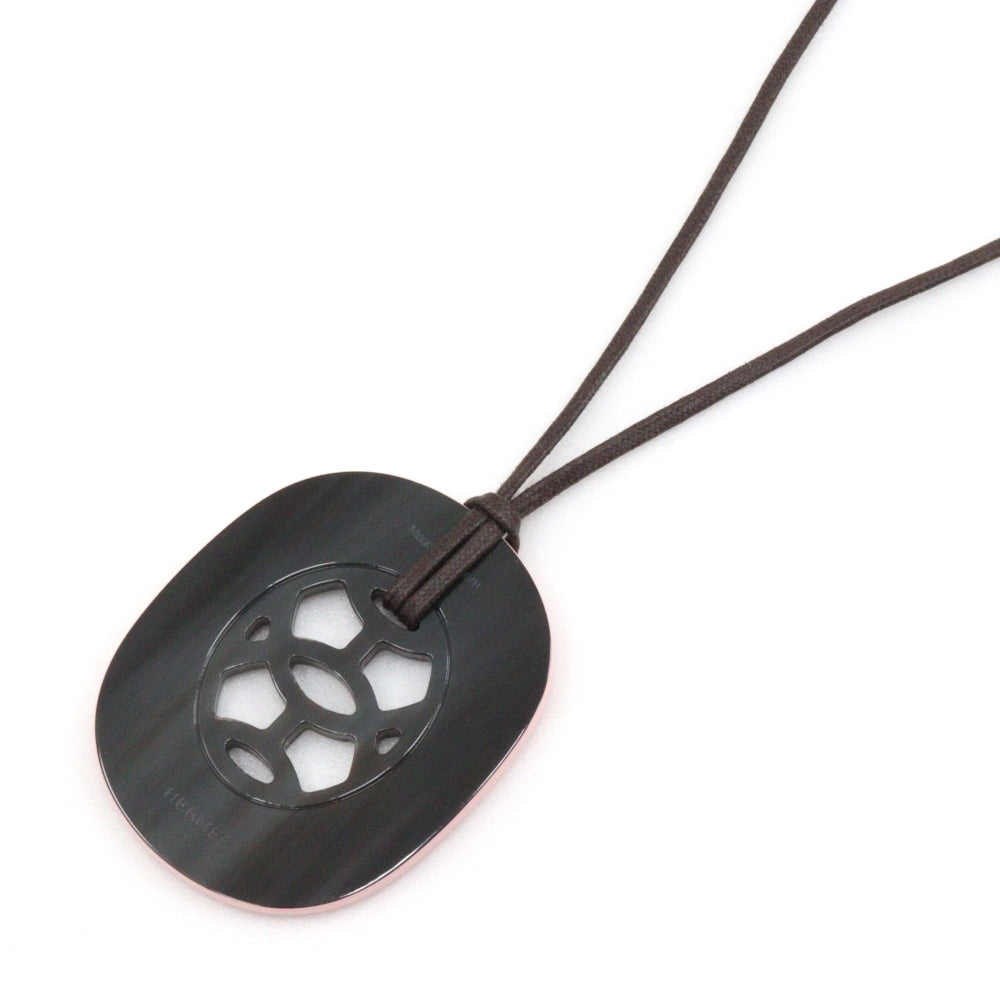 HERMES Necklace Buffalo horn Pink/Brown Lift GM