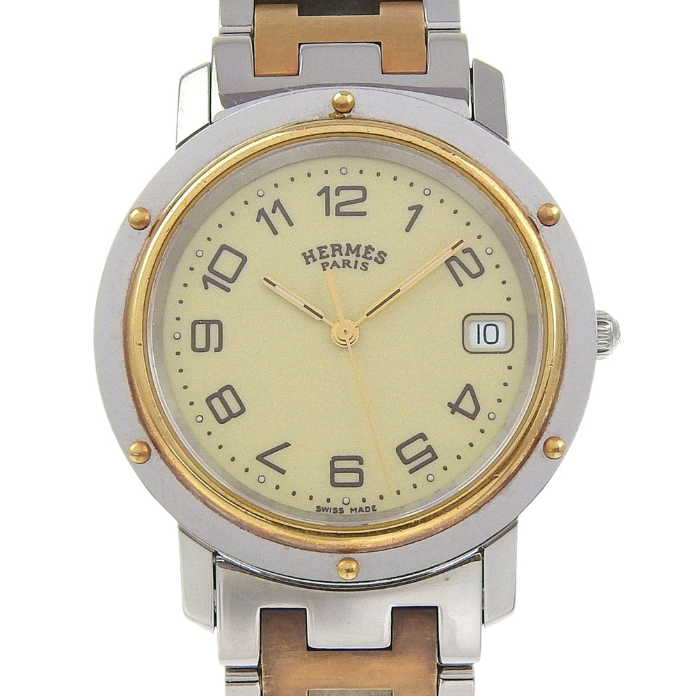 HERMES Watches Quartz CL6.720 Stainless Steel , Plated Gold Silver Clipper combination white dial