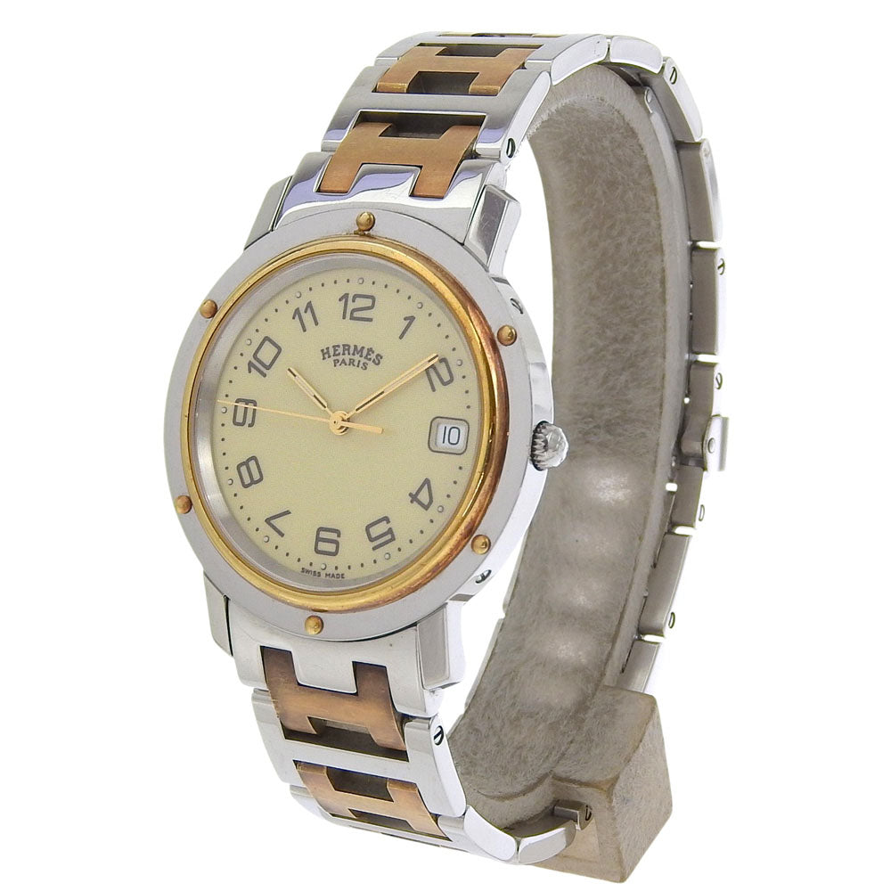 HERMES Watches Quartz CL6.720 Stainless Steel , Plated Gold Silver Clipper combination white dial