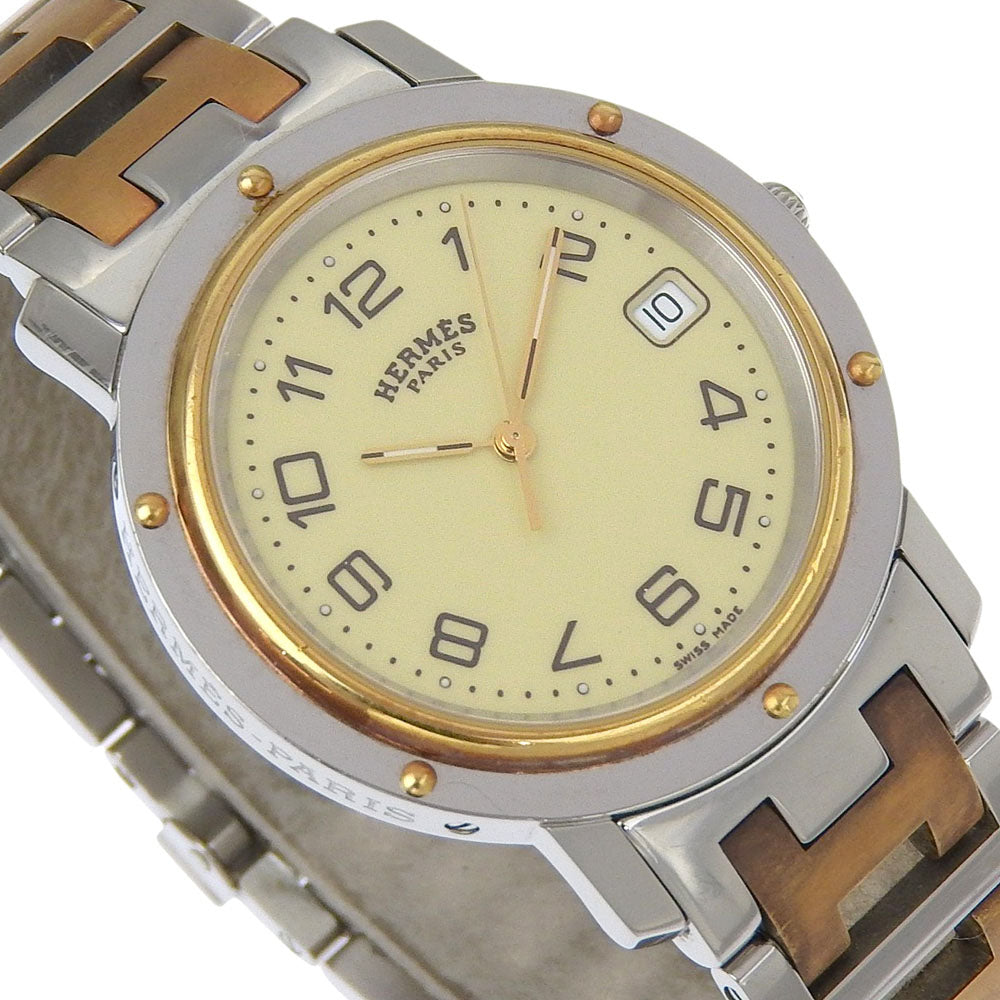 HERMES Watches Quartz CL6.720 Stainless Steel , Plated Gold Silver Clipper combination white dial